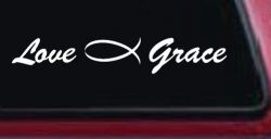 Love Christian Fish Grace Car or Truck Window Decal Sticker