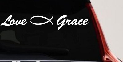 Love Christian Fish Grace Car or Truck Window Vinyl Decal Sticker