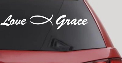 Love Christian Fish Grace Car or Truck Window Vinyl Decal Sticker