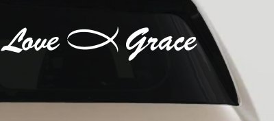 Love Christian Fish Grace Car or Truck Window Vinyl Decal Sticker