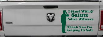 I Stand With Salute Police Officers Pro Police Car or Truck Window Decal Sticker (Dark Green)