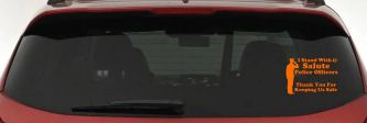 I Stand With Salute Police Officers Pro Police Car or Truck Window Decal Sticker (Orange)