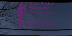 I Stand With Salute Police Officers Pro Police Car or Truck Window Decal Sticker (Violet)