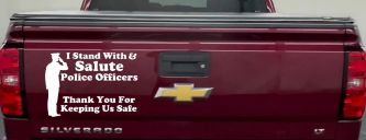 I Stand With Salute Police Officers Pro Police Car or Truck Window Decal Sticker (White)