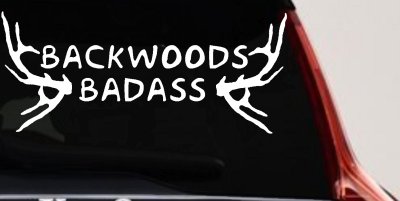 Backwoods Badass with Deer Horns Country Car or Truck Window Vinyl Decal Sticker