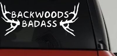 Backwoods Badass with Deer Horns Country Car or Truck Window Vinyl Decal Sticker