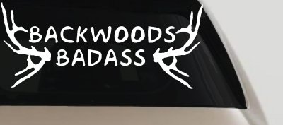 Backwoods Badass with Deer Horns Country Car or Truck Window Vinyl Decal Sticker