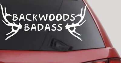 Backwoods Badass with Deer Horns Country Car or Truck Window Vinyl Decal Sticker