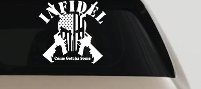 Infidel Come get You Some Punisher American US Flag AR 15 Military Car or Truck Window Vinyl Decal Sticker