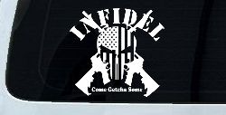 Infidel Come get You Some Punisher American US Flag AR 15 Military Car or Truck Window Decal Sticker