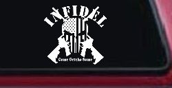 Infidel Come get You Some Punisher American US Flag AR 15 Military Car or Truck Window Decal Sticker
