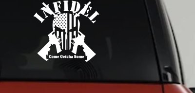 Infidel Come get You Some Punisher American US Flag AR 15 Military Car or Truck Window Vinyl Decal Sticker
