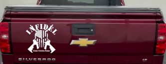 Infidel Come get You Some Punisher American US Flag AR 15 Military Car or Truck Window Decal Sticker (White)