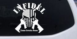 Infidel Come get You Some Punisher American US Flag AR 15 Military Car or Truck Window Decal Sticker