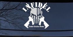 Infidel Come get You Some Punisher American US Flag AR 15 Military Car or Truck Window Decal Sticker