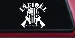 Infidel Come get You Some Punisher American US Flag AR 15 Military Car or Truck Window Decal Sticker