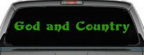 God and Country Christian Car or Truck Window Decal Sticker (Lime)