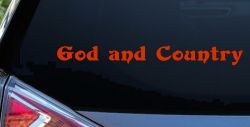 God and Country Christian Car or Truck Window Vinyl Decal Sticker (Orange Red)