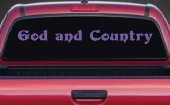 God and Country Christian Car or Truck Window Decal Sticker (Purple)