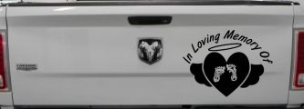 In Loving Memory Of Baby Heart Wings Car or Truck Window Vinyl Decal Sticker (Black)