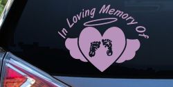 In Loving Memory Of Baby Heart Wings Car or Truck Window Decal Sticker (Lilac)