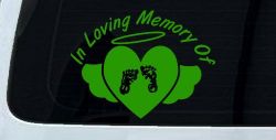 In Loving Memory Of Baby Heart Wings Car or Truck Window Decal Sticker (Lime)
