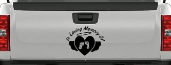 In Loving Memory Of Baby Heart Wings Car or Truck Window Decal Sticker (Matte Black)