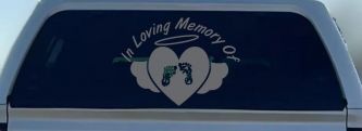 In Loving Memory Of Baby Heart Wings Car or Truck Window Vinyl Decal Sticker (Silver)