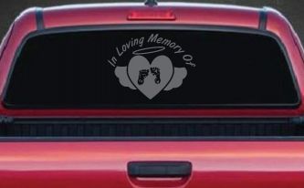 In Loving Memory Of Baby Heart Wings Car or Truck Window Decal Sticker (Silver)