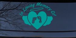 In Loving Memory Of Baby Heart Wings Car or Truck Window Decal Sticker (Turquoise)