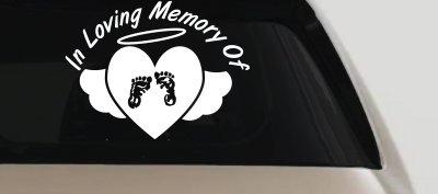 In Loving Memory Of Baby Heart Wings Car or Truck Window Vinyl Decal Sticker