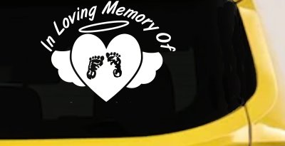 In Loving Memory Of Baby Heart Wings Car or Truck Window Vinyl Decal Sticker