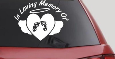 In Loving Memory Of Baby Heart Wings Car or Truck Window Vinyl Decal Sticker