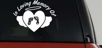 In Loving Memory Of Baby Heart Wings Car or Truck Window Vinyl Decal Sticker