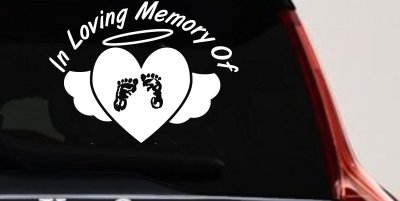 In Loving Memory Of Baby Heart Wings Car or Truck Window Vinyl Decal Sticker
