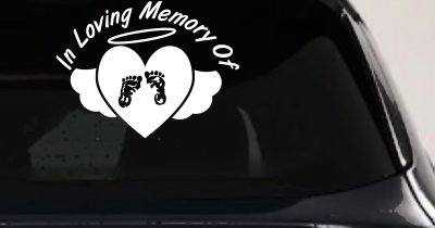 In Loving Memory Of Baby Heart Wings Car or Truck Window Vinyl Decal Sticker