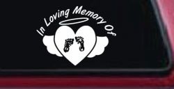 In Loving Memory Of Baby Heart Wings Car or Truck Window Decal Sticker