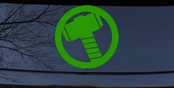 Thor Hammer Sci Fi Car or Truck Window Decal Sticker (Lime)