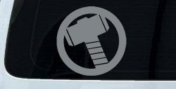 Thor Hammer Sci Fi Car or Truck Window Decal Sticker (Telegrey)