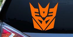 Transformers Decepticon Sci Fi Car or Truck Window Decal Sticker (Orange)