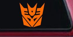 Transformers Decepticon Sci Fi Car or Truck Window Decal Sticker (Orange)