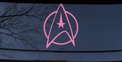 Starfleet Symbol Logo Sci Fi Car or Truck Window Decal Sticker (Pink)
