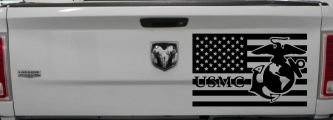 US American Flag USMC Marines Military Car or Truck Window Vinyl Decal Sticker (Black)