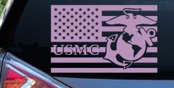 US American Flag USMC Marines Military Car or Truck Window Decal Sticker (Lilac)