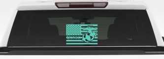 US American Flag USMC Marines Military Car or Truck Window Vinyl Decal Sticker (Mint)
