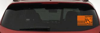 US American Flag USMC Marines Military Car or Truck Window Vinyl Decal Sticker (Orange)