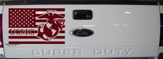 US American Flag USMC Marines Military Car or Truck Window Decal Sticker (Purple Red)