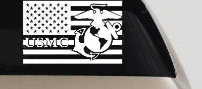 US American Flag USMC Marines Military Car or Truck Window Vinyl Decal Sticker