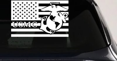 US American Flag USMC Marines Military Car or Truck Window Vinyl Decal Sticker