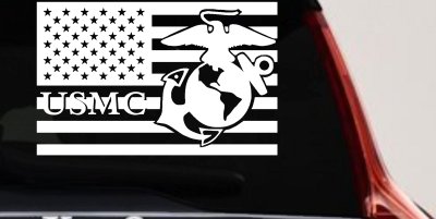 US American Flag USMC Marines Military Car or Truck Window Vinyl Decal Sticker